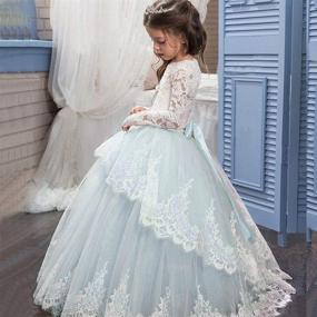 img 1 attached to Princess Tulle Ball Gown with Lace Long Sleeves for Pageant Flower Girls and First Communion Dresses