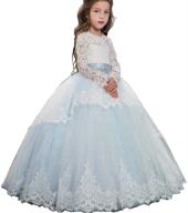 princess tulle ball gown with lace long sleeves for pageant flower girls and first communion dresses logo