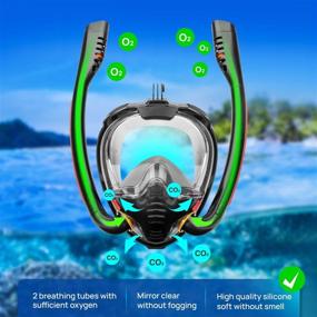 img 2 attached to 🤿 shuangjishan Full Face Snorkel Mask: Professional 180° Panoramic View, Anti-Fog & Anti-Leak, Detachable Camera Mount - Perfect Gear for Adults