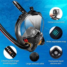 img 1 attached to 🤿 shuangjishan Full Face Snorkel Mask: Professional 180° Panoramic View, Anti-Fog & Anti-Leak, Detachable Camera Mount - Perfect Gear for Adults