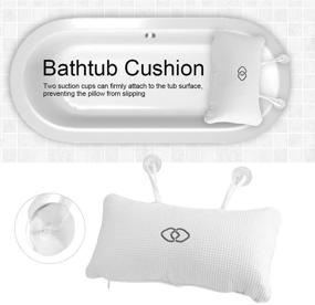 img 1 attached to Non-Slip Bath Pillow with Suction Cups - Bathtub Spa Cushion for Head and Neck Support