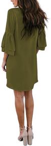 img 2 attached to BELONGSCI Women's Sweet & Cute Mini Dress - V-Neck Bell Sleeve Shift Dress