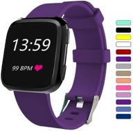 viniki bands compatible with fitbit versa/versa 2/se slim soft water proof fitness straps for women men (dark purple logo