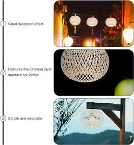 img 1 attached to 🍃 Rustic Rattan Pendant Light Shade - Mobestech Basket Chandelier Lamp Shade for Restaurant Cafe Teahouse, Weave Light Bulb Cage Guard in Light Yellow