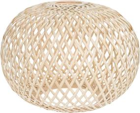 img 4 attached to 🍃 Rustic Rattan Pendant Light Shade - Mobestech Basket Chandelier Lamp Shade for Restaurant Cafe Teahouse, Weave Light Bulb Cage Guard in Light Yellow