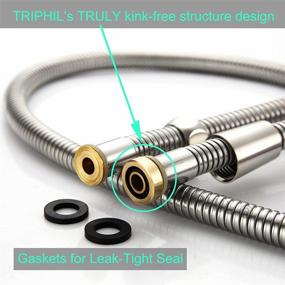 img 3 attached to 🚿 TRIPHIL 59-Inch Extra-Long Kink-Free Shower Hose for Handheld Shower Head Replacement, Metal Bath Tub Hose Extension with Anti-Twist Brass Connectors, Stainless Steel Brushed Nickel Tube