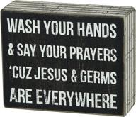 primitives by kathy pinstripe trimmed box sign: jesus & germs - small and stylish! logo