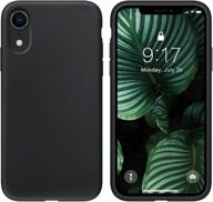 📱 ouxul iphone xr case: ultra slim, silicone liquid, shockproof phone cover – black (6.1 inch) logo