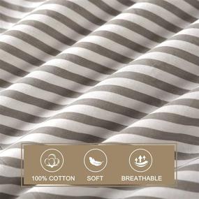 img 1 attached to 🛏️ JELLYMONI 100% Natural Cotton Queen Size Duvet Cover Set - White with Grey Striped Pattern - Printed Comforter Cover with Zipper Closure & Corner Ties
