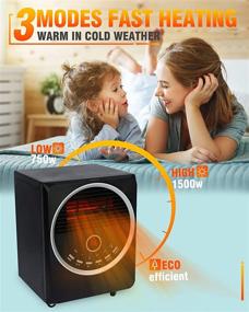 img 2 attached to 🔥 Sunday Living 1500W Large Room Infrared Space Heater with Wheels, 3 Heating Modes, Remote Control, Timer, Thermostat, Child Lock, Tip-over Protection, Black