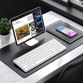 img 1 attached to 💻 OMOTON Ultra Slim Wireless Bluetooth Keyboard with Numeric Keypad for iPad Air 10.9/10.5, iPad Pro 12.9/11, iPad 8th 7th Gen 10.2, iPad 9.7, iPad Mini and More - Silver
