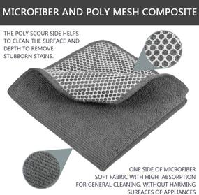 img 1 attached to 🧼 VIVOTE Microfiber Dish Cloth Poly Mesh Scrubbing 8 Pack - Superior Kitchen Cleaning Rags for Washing Dishes (Grey)