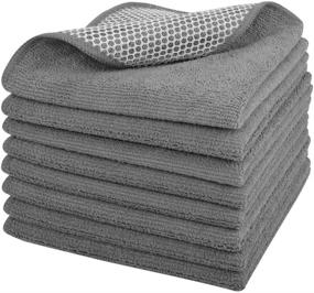 img 4 attached to 🧼 VIVOTE Microfiber Dish Cloth Poly Mesh Scrubbing 8 Pack - Superior Kitchen Cleaning Rags for Washing Dishes (Grey)