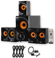 aa5170 home 5.1 bluetooth speaker system with optical input & 4 extension cables by acoustic audio goldwood - black logo