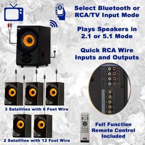 img 2 attached to AA5170 Home 5.1 Bluetooth Speaker System with Optical Input & 4 Extension Cables by Acoustic Audio Goldwood - Black