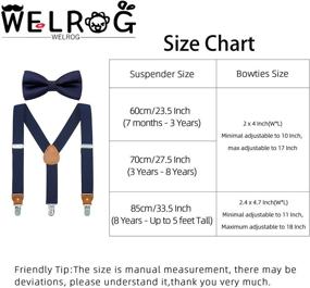 img 3 attached to 👦 Набор регулируемых детских подтяжек в форме Y и галстук из шелка - идеальный подарок для мальчиков и девочек от WELROG