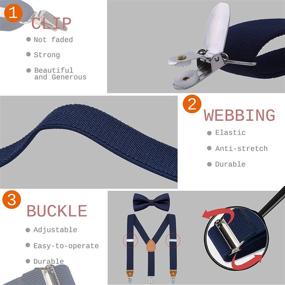 img 2 attached to 👦 Adjustable Y Shape Kid's Suspender and Silk Bowtie Set - Ideal Gift for Boys and Girls by WELROG