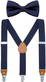 img 4 attached to 👦 Набор регулируемых детских подтяжек в форме Y и галстук из шелка - идеальный подарок для мальчиков и девочек от WELROG