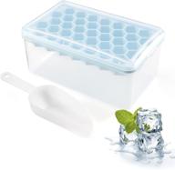 ❄️ ice cube tray with lid, bin, and 37 nugget silicone ice tray - includes ice container, scoop, and cover release ice box container for freezer logo