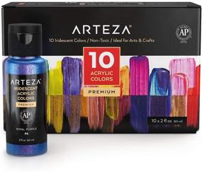 img 4 attached to 🎨 ARTEZA Iridescent Acrylic Paint Set – 10 Chameleon Colors, 2 oz/60ml Bottles – High Viscosity Shimmer Paint, Water-Based & Blendable – Art Supplies for Canvas, Wood, Rocks, Fabrics