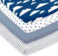 🛏️ premium pack n play sheets - 4 pack of super soft jersey knit cotton sheets for playard mattresses - fits portable playpens and mini cribs - boy & girl designs (24 x 38 x 5) logo