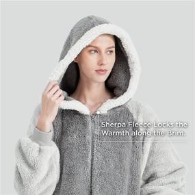 img 2 attached to 🛏️ Bedsure Sherpa Wearable Blanket Sweatshirt - Cozy Hooded Fleece Blanket Sweater with Pockets and Zippers for Men, Women, and Kids (Grey, Standard Size)