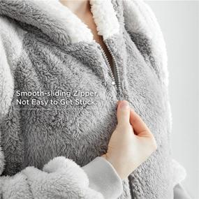 img 1 attached to 🛏️ Bedsure Sherpa Wearable Blanket Sweatshirt - Cozy Hooded Fleece Blanket Sweater with Pockets and Zippers for Men, Women, and Kids (Grey, Standard Size)