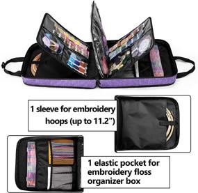 img 3 attached to 👜 Сумка YARWO с вышивкой: инновационный дизайн для удобного хранения каркасов, ниток и материалов (фиолетовая, только сумка)