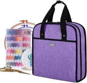 img 4 attached to 👜 YARWO Embroidery Bag: Innovative Design for Easy Storage of Hoops, Floss & Supplies (Purple, Bag Only)