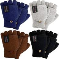 🧤 versatile fingerless gloves convertible to mittens - stylish knitted men's accessories for all-weather use logo