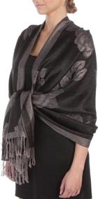 img 4 attached to Sakkas Rose Two Tone Pashmina Scarf/Stole/Wrap