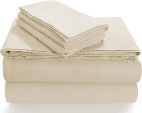 img 1 attached to Tribeca Living SOLFL170SSQUIV Solid Flannel Extra Deep 🛏️ Pocket Sheet Set – Queen Size Ivory (5 oz)