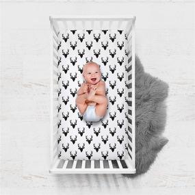 img 1 attached to 🖤 Black & White Buck Crib Sheets: 100% Cotton Fitted Set for Baby Boys and Girls