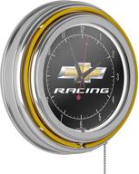 🏎️ chevrolet chrome double rung neon clock for gamerooms - chevy racing logo