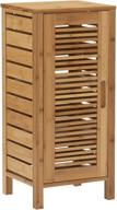 🚪 stylish and compact linon finn bamboo bathroom cabinet: one door, brown finish logo