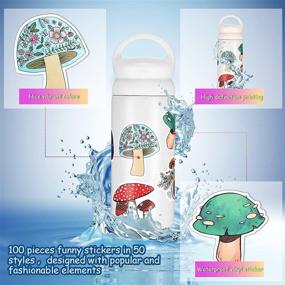 img 3 attached to 🍄 100 Pcs Waterproof Mushroom Stickers - Cute Vinyl Decals for Water Bottles, Laptops, Travel Luggage, Cars, Bikes & Helmets - DIY Decorative Stickers