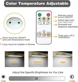 img 1 attached to 🔋 Versatile Battery Powered Lights: Hapfish LED Magnetic Strip Light with Remote Control, 5W 4000mAh Desk Lamp - 3 Color Modes, Steplessly Dimmable - Ideal Wireless Under Cabinet Light for Closet Kitchen