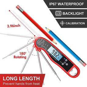 img 1 attached to 🌡️ Цифровой водонепроницаемый мясной термометр с мгновенным считыванием, складной зонд, подсветкой LCD и портативным дизайном - идеальный для кухни, открытого гриля и приготовления барбекю.