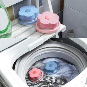 img 2 attached to 🔁 Upgrade Your Washing Machine with Reusable Floating Hair Filtering Mesh Bags - Set of 6, Blue & Pink