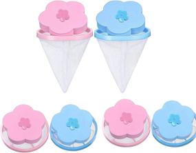 img 3 attached to 🔁 Upgrade Your Washing Machine with Reusable Floating Hair Filtering Mesh Bags - Set of 6, Blue & Pink