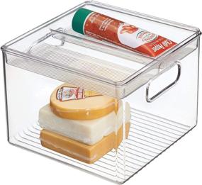 img 2 attached to 🥦 InterDesign Kitchen Bin with Removable Divided Tray for Food Storage - Clear Fridge Binz 2 Piece Set, Small Size (8 x 8 x 6 inches)