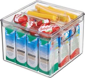 img 3 attached to 🥦 InterDesign Kitchen Bin with Removable Divided Tray for Food Storage - Clear Fridge Binz 2 Piece Set, Small Size (8 x 8 x 6 inches)