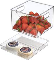 🥦 interdesign kitchen bin with removable divided tray for food storage - clear fridge binz 2 piece set, small size (8 x 8 x 6 inches) logo