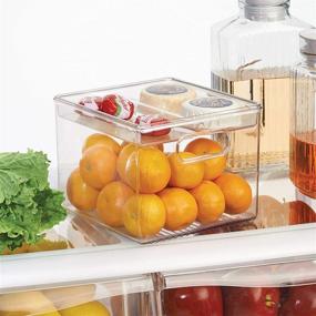 img 1 attached to 🥦 InterDesign Kitchen Bin with Removable Divided Tray for Food Storage - Clear Fridge Binz 2 Piece Set, Small Size (8 x 8 x 6 inches)