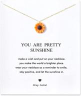 🌻 stylish gray camel sunflower necklace: a meaningful you are my sunshine carving necklace for women and girls logo