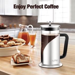 img 3 attached to ☕ Rumia French Press Coffee Maker - 304 Stainless Steel Coffee Press, Glass French Press with Scale Line, Triple Filtration, Heat Resistant Borosilicate Glass, Easy to Clean, 34 oz Capacity, BPA Free