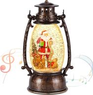 bronze christmas snow globes decor: usb/battery operated sparkly glitter snow globe lantern with musics - perfect for christmas decorations and collections логотип