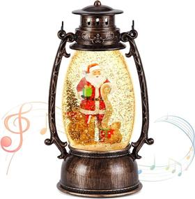 img 4 attached to Bronze Christmas Snow Globes Decor: USB/Battery Operated Sparkly Glitter Snow Globe Lantern with Musics - Perfect for Christmas Decorations and Collections