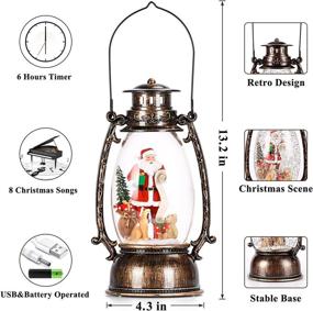 img 2 attached to Bronze Christmas Snow Globes Decor: USB/Battery Operated Sparkly Glitter Snow Globe Lantern with Musics - Perfect for Christmas Decorations and Collections