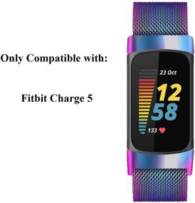 img 3 attached to 🌈 Магнитные петли сетки | Совместимо с Fitbit Charge 5 | Регулируемые стальные браслеты | Замена ремешков | Браслеты для активности Charge 5 для женщин и мужчин | Цветные | Большие